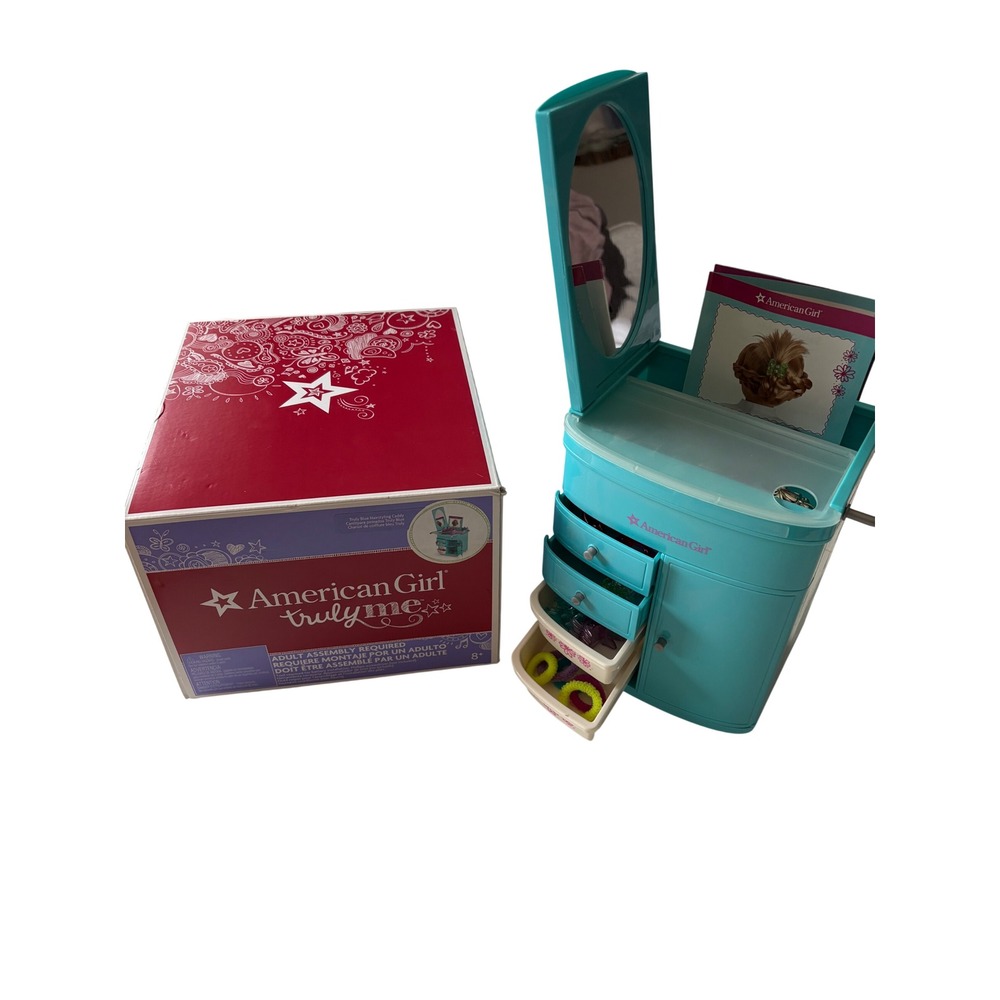 American Girl Truly Me Truly Blue Hairstyling Caddy F5345 Salon Vanity Station